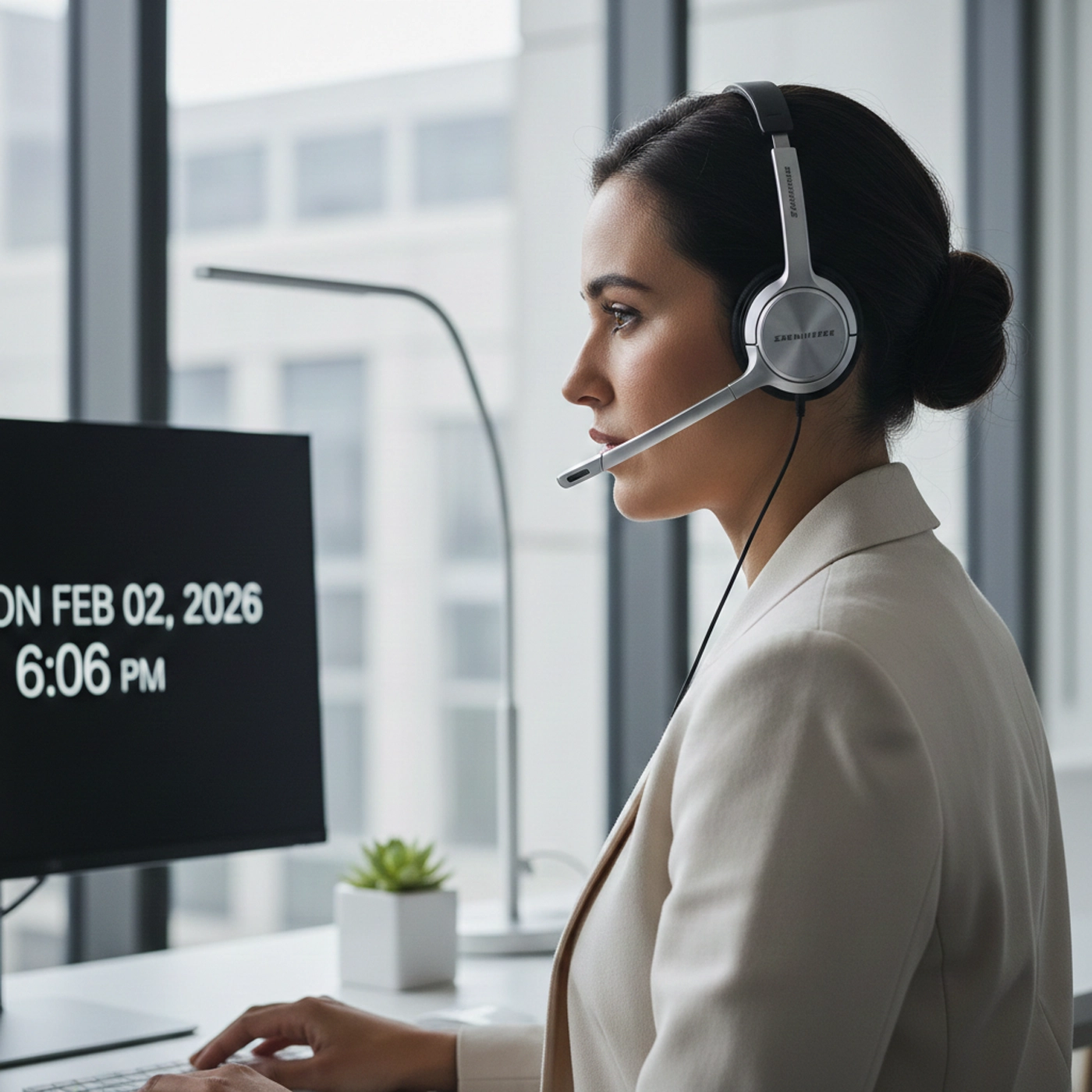 Professional using Sennheiser headset