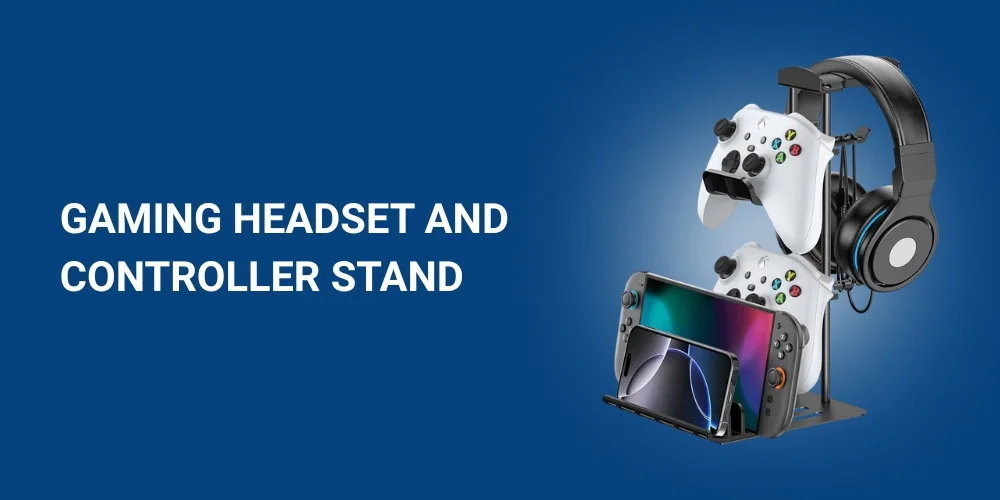 Black Gaming Headset and Controller Stand Under $20