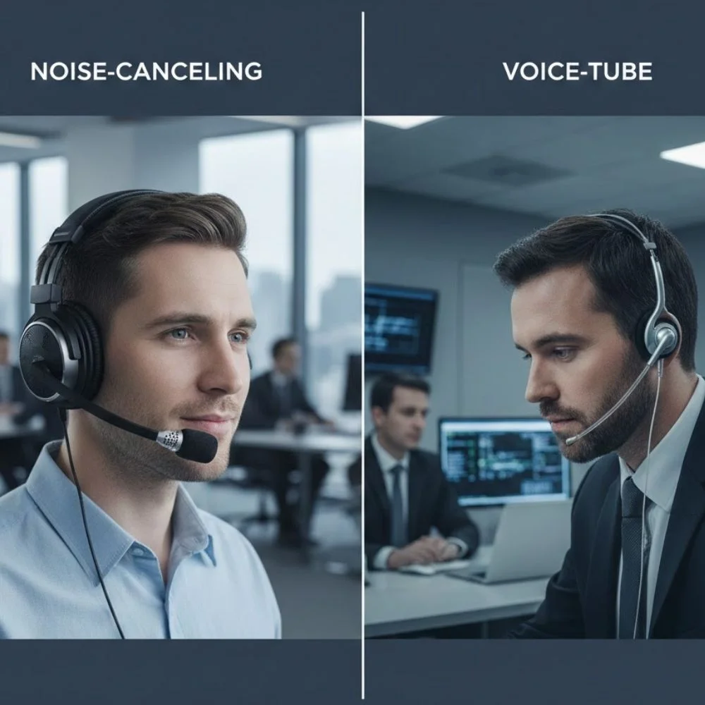 Noise-canceling vs voice-tube headsets