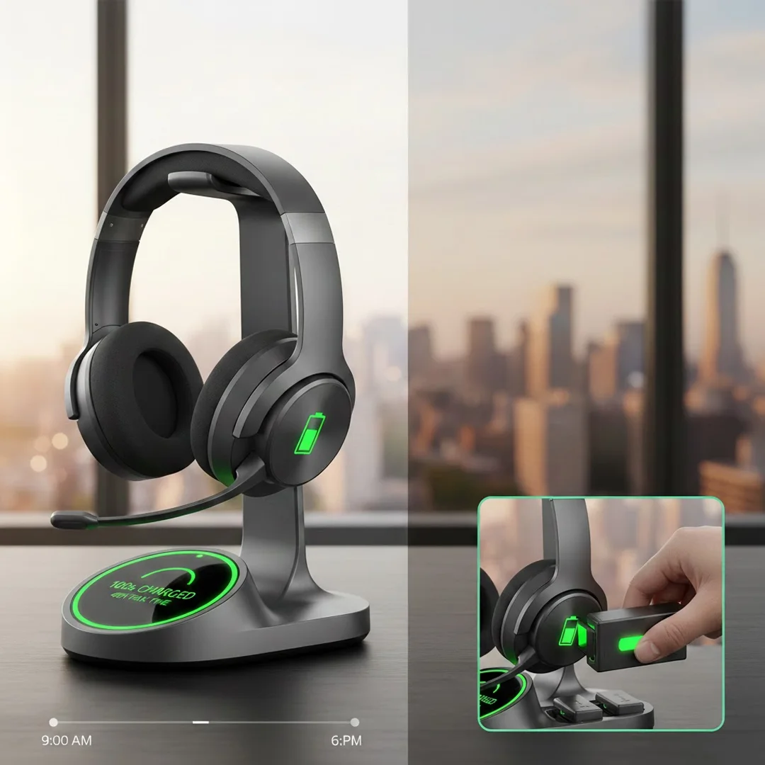 Long battery life office headset