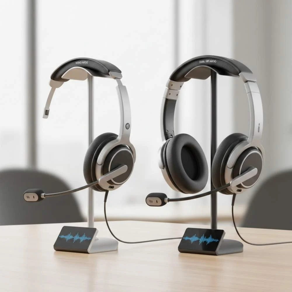 Monaural and binaural headsets