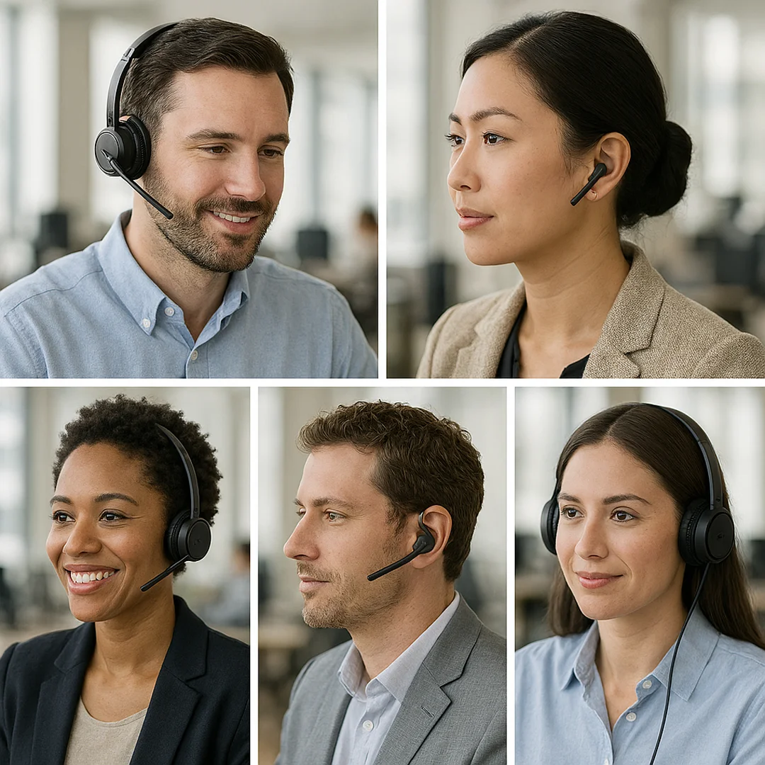 Office headset wearing styles