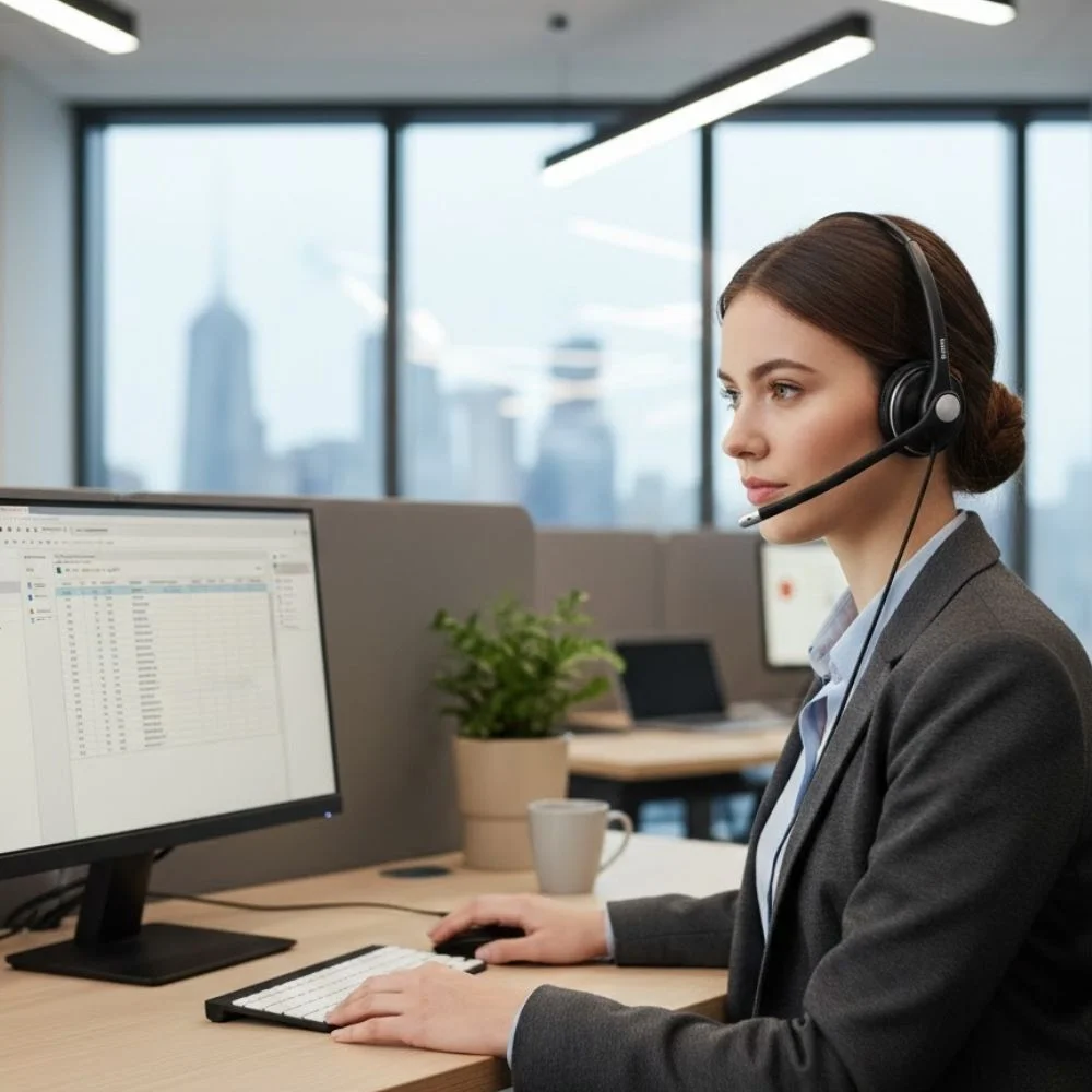 A100D Wired Binural Headset with QD RJ9