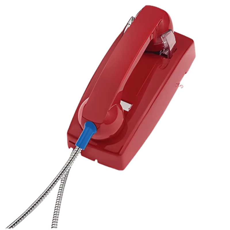 Cortelco Wall phone Basic No Dial Armored Cord with Plastic Cradle - Red