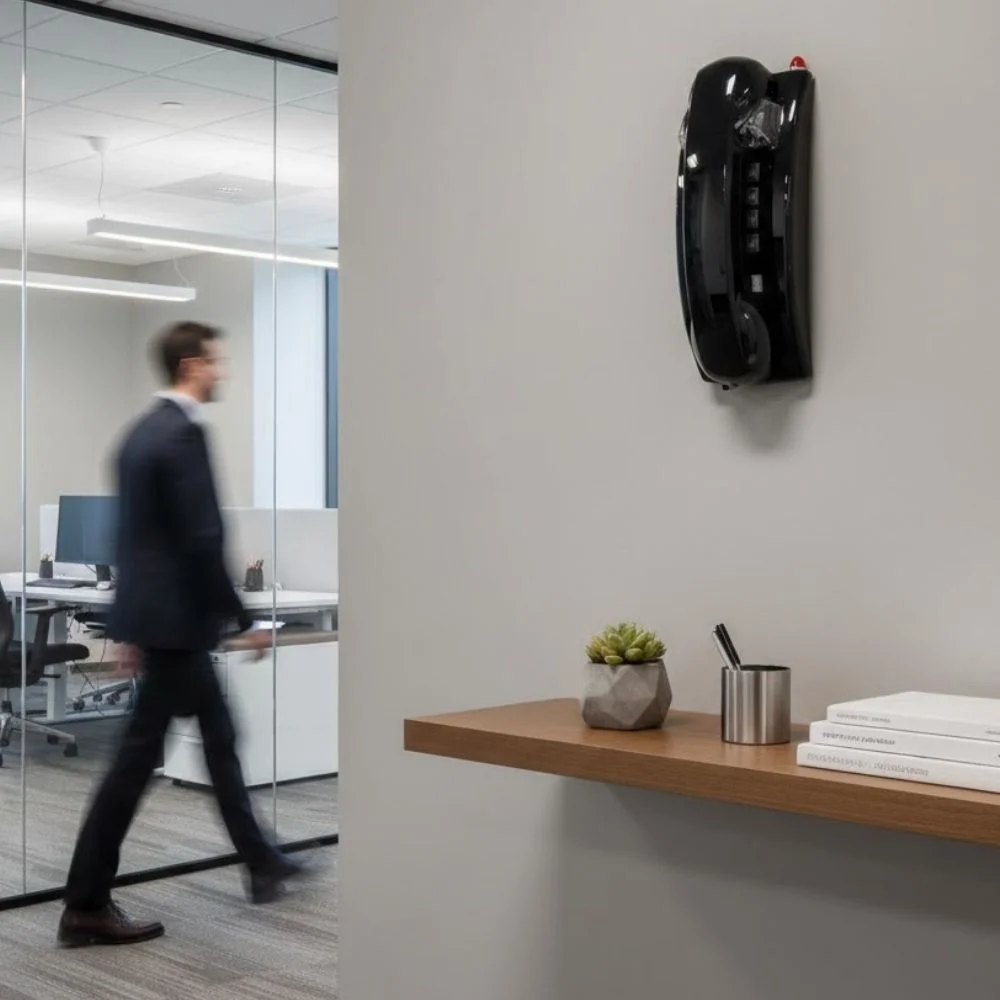 Cortelco Wall Phone with Message Light Black