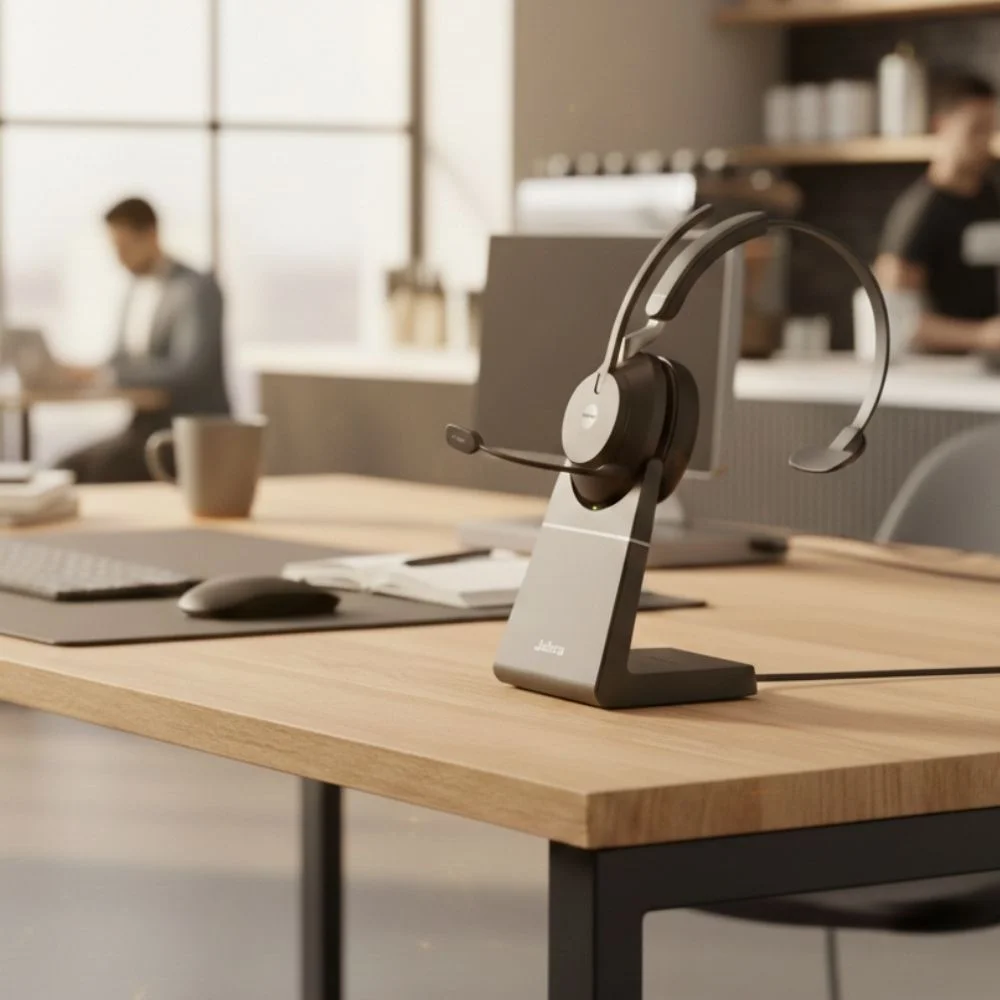 Jabra Evolve2 65 Link 380A MS Mono Wireless Headset with Charging Stand - Black