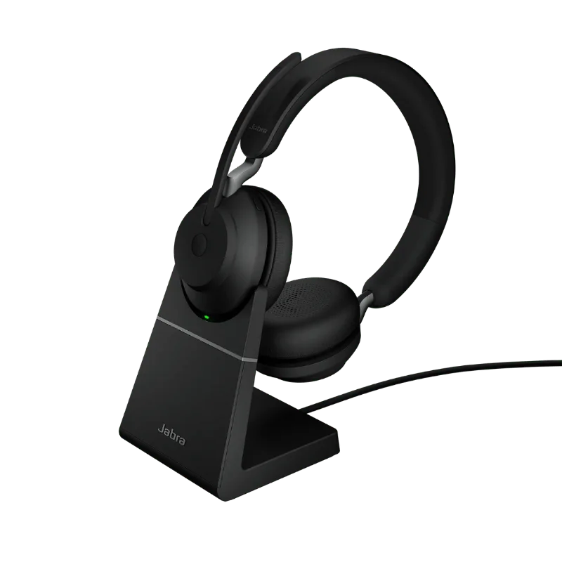 Jabra Evolve2 65 Link 380A UC Stereo Wireless Headset with Stand - Black