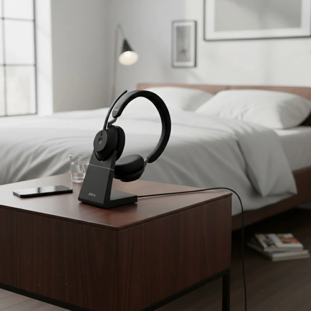 Jabra Evolve2 65 Link 380A UC Stereo Wireless Headset with Stand - Black