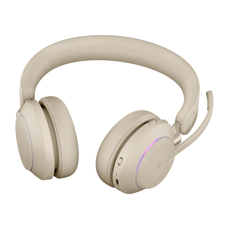 Jabra Evolve2 65 Link 380A MS Stereo Wireless Headset with Stand - Beige