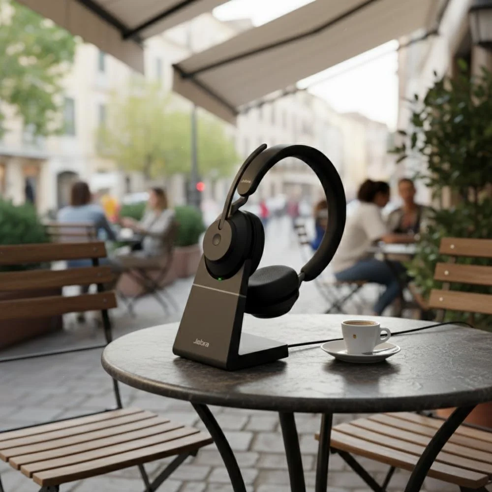 Jabra Evolve2 65 Link 380A UC Mono Wireless Headset with Stand - Black