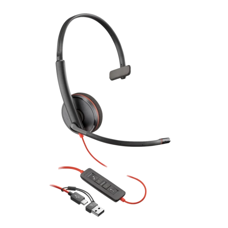 Poly Blackwire 3210 Monaural Wired USB Headset