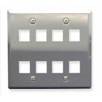 FACEPLATE, STAINLESS STEEL,2-GANG,8-PORT