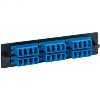 ADAPTER PANEL, 6 QUAD LC, 24F, BLUE, SM