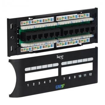 PATCH PANEL, CAT 5e FRONT, 12 PORT