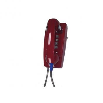 Cortelco Wall Phone Basic Armored Cord with Metal Cradle - Red