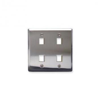 FACEPLATE, STAINLESS STEEL,2-GANG,4-PORT