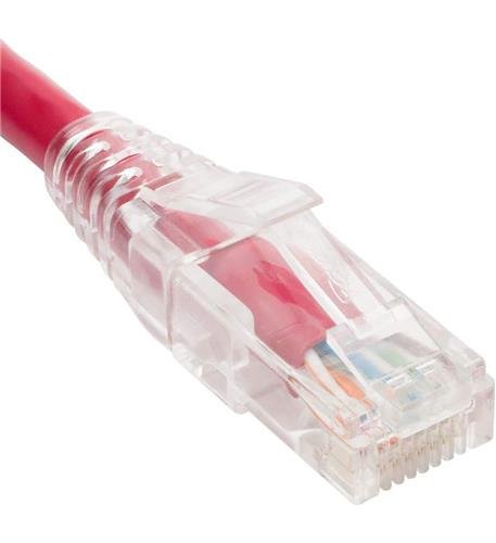 PATCH CORD CAT6 CLEAR BOOT 3' RED