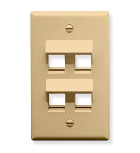 FACEPLATE, ANGLED, 1-GANG, 4-PORT, IVORY