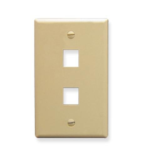 FACEPLATE, FLAT, 1-GANG, 2-PORT, IVORY