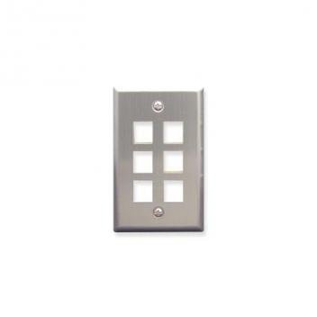 FACEPLATE, STAINLESS STEEL,1-GANG,6-PORT