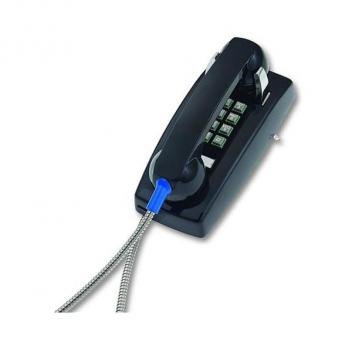 Cortelco Wall Phone Basic Armored Cord with Metal Cradle - Black