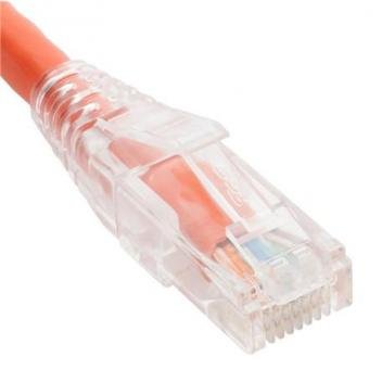 PATCH CORD CAT6 CLEAR BOOT 1' ORANGE