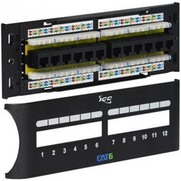 PATCH PANEL, CAT 6 FRONT, 12 PORT