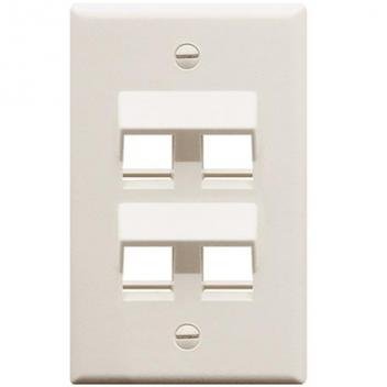 FACEPLATE, ANGLED, 1-GANG, 4-PORT, WHITE
